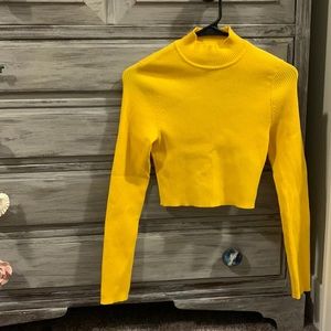 Brand new with tags, yellow cropped ribbed long sleeve top
